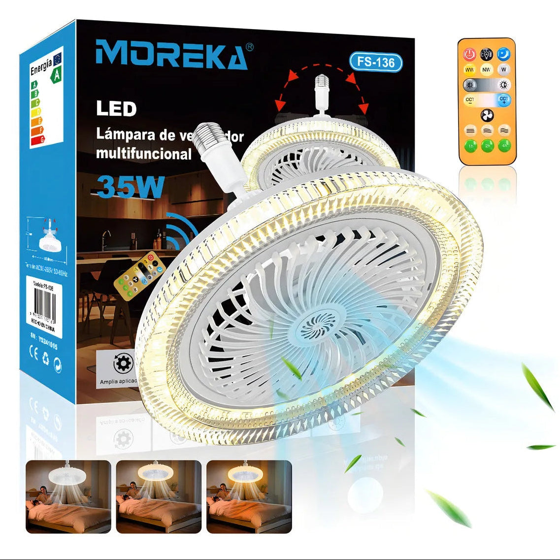 FOCO VENTILADOR MOREKA LAMPARA 35w FS-136