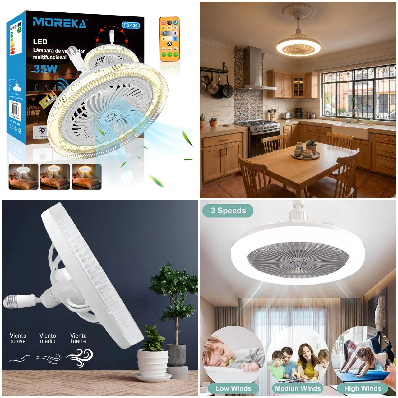 FOCO VENTILADOR MOREKA LAMPARA 35w FS-136