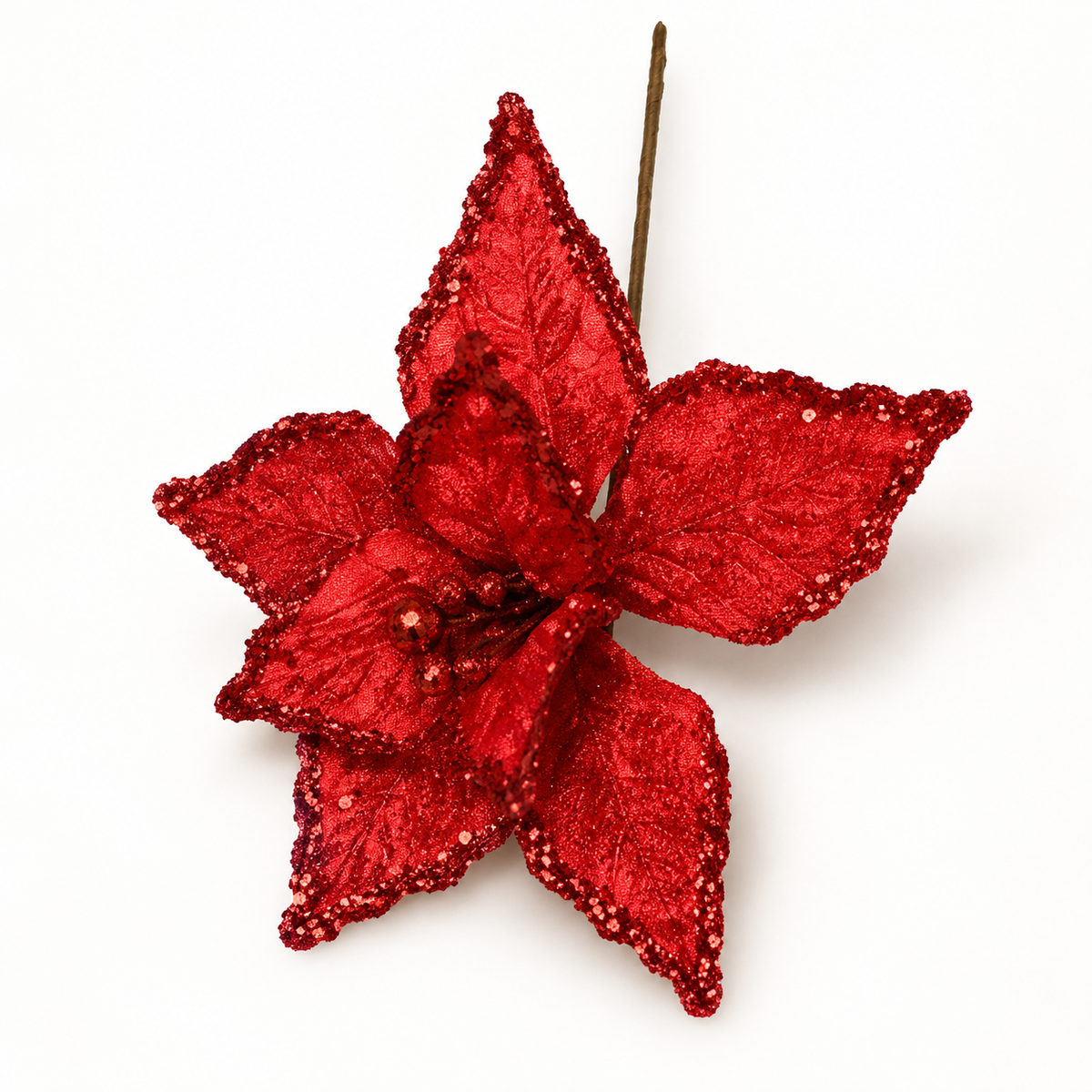 Nochebuena decorativa con brillo 25 cm | SD-5509