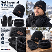 Set invernal de 3 piezas W-RMZ8546: gorro, guantes y cuello afelpado