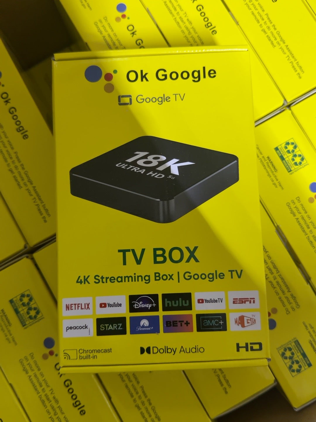 TV Box 18K Ultra HD Google TV - empaque frontal